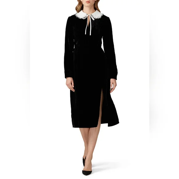 Sweet Baby Jamie Black Collared Velvet Dress Size XL Jamie Mizrahi - Picture 12 of 16